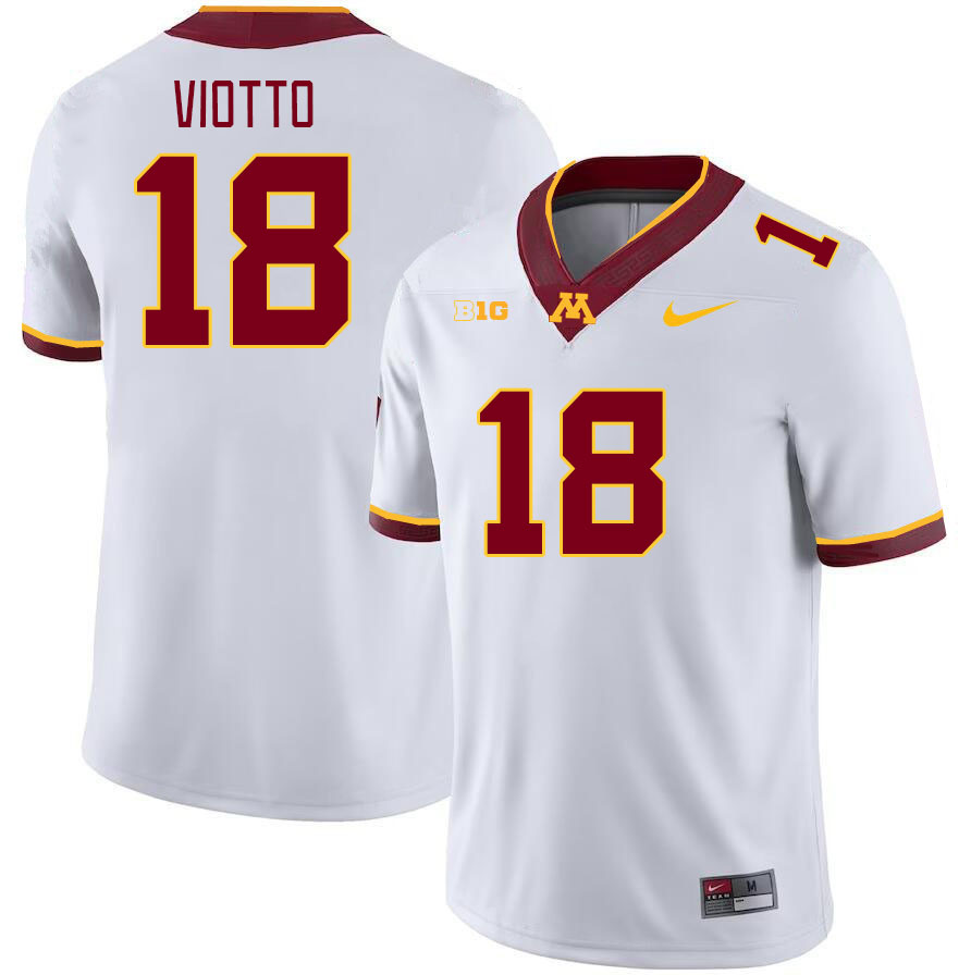 Men #18 Drew Viotto Minnesota Golden Gophers College Football Jerseys Stitched-White - Click Image to Close